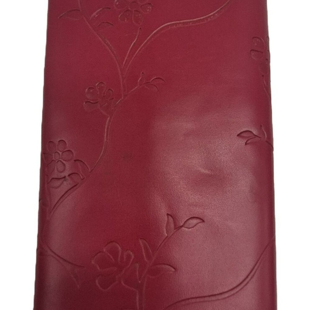 Starbucks 2004 Red Leather Drink Sleeve Embossed Floral For 12 OZ Barista Mug - Picture 6 of 7